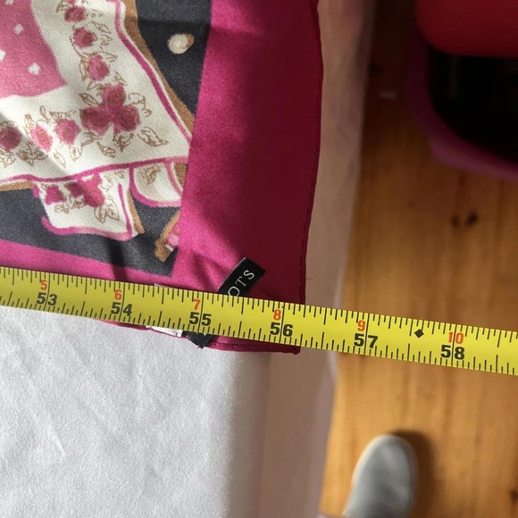 Talbots Black Pink Elegant Multicolor Print Silk Decorative Pattern Rectangle Sc - Picture 4 of 6